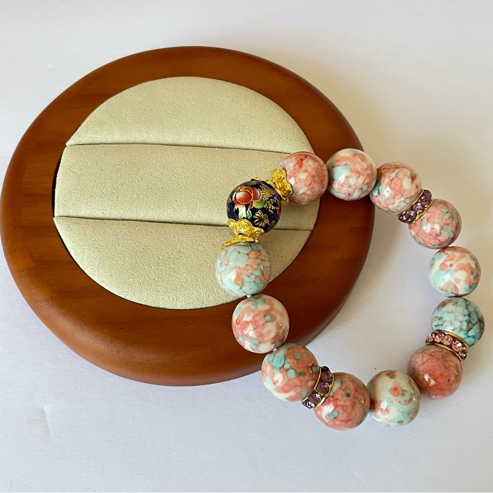 New Artificial Marble Beads Stretch Bracelet.